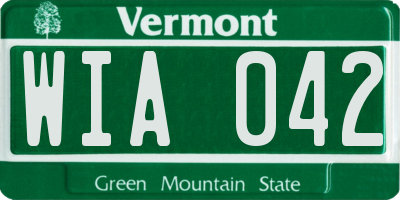 VT license plate WIA042