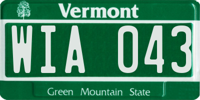 VT license plate WIA043