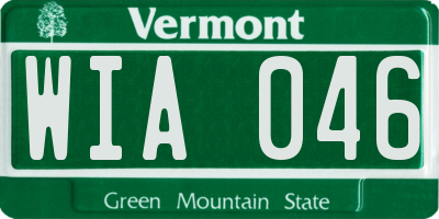VT license plate WIA046