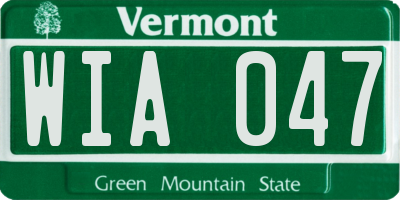 VT license plate WIA047