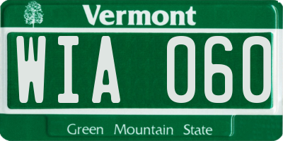 VT license plate WIA060