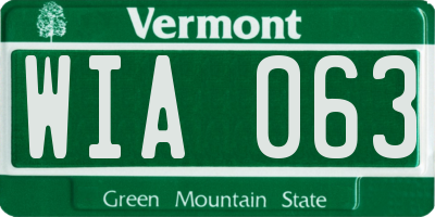 VT license plate WIA063