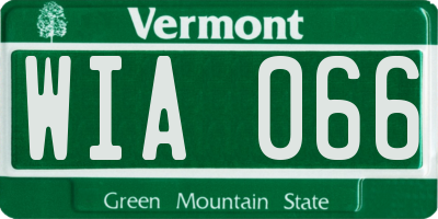 VT license plate WIA066