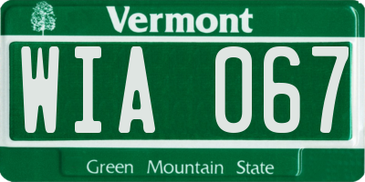 VT license plate WIA067