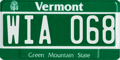 VT license plate WIA068