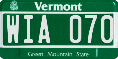 VT license plate WIA070