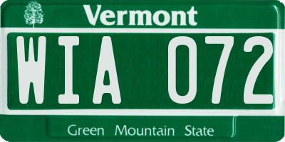 VT license plate WIA072