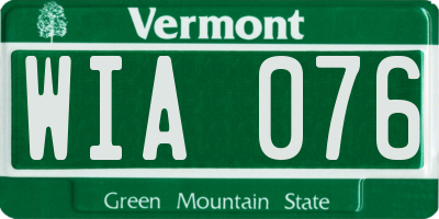 VT license plate WIA076