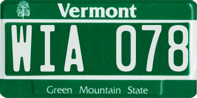 VT license plate WIA078