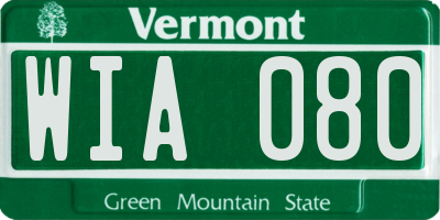 VT license plate WIA080