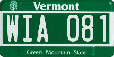 VT license plate WIA081