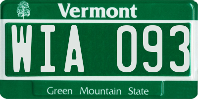 VT license plate WIA093