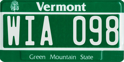 VT license plate WIA098