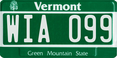 VT license plate WIA099