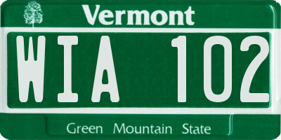 VT license plate WIA102
