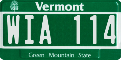 VT license plate WIA114