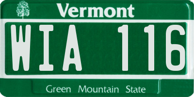VT license plate WIA116