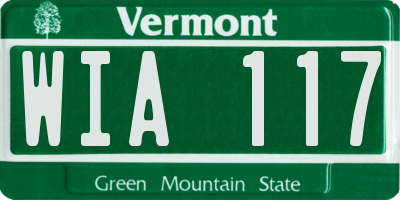 VT license plate WIA117
