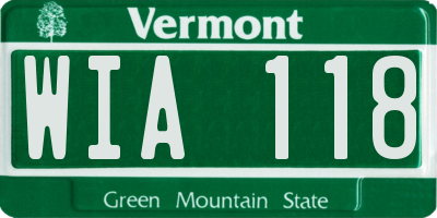 VT license plate WIA118