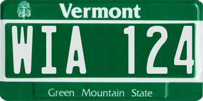 VT license plate WIA124