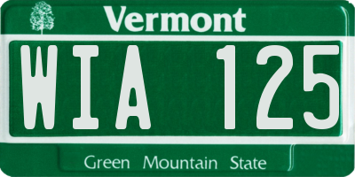 VT license plate WIA125