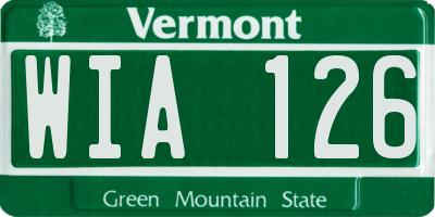 VT license plate WIA126