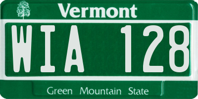 VT license plate WIA128