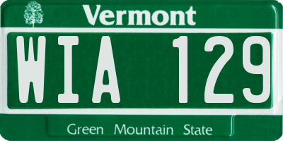 VT license plate WIA129