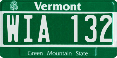 VT license plate WIA132