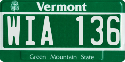 VT license plate WIA136