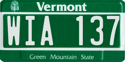 VT license plate WIA137