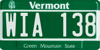 VT license plate WIA138