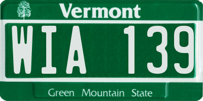 VT license plate WIA139