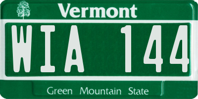 VT license plate WIA144