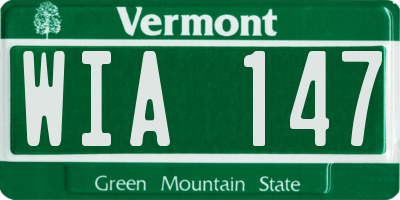 VT license plate WIA147