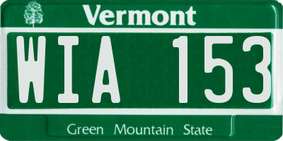VT license plate WIA153