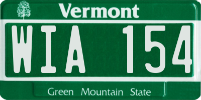 VT license plate WIA154