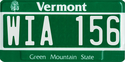 VT license plate WIA156