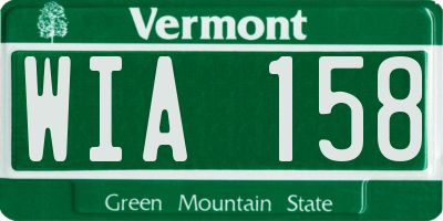 VT license plate WIA158