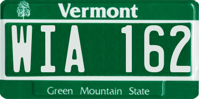 VT license plate WIA162