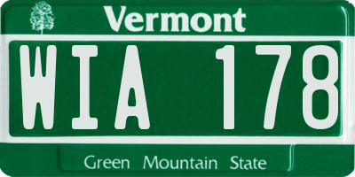 VT license plate WIA178