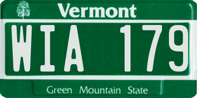 VT license plate WIA179