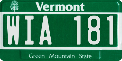 VT license plate WIA181