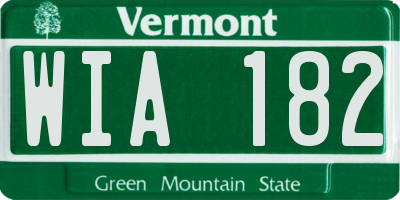 VT license plate WIA182