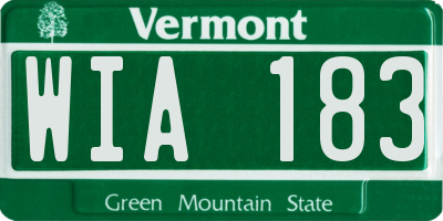 VT license plate WIA183
