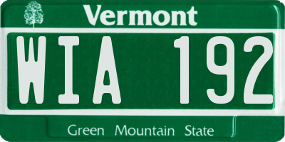 VT license plate WIA192