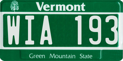 VT license plate WIA193