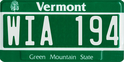 VT license plate WIA194
