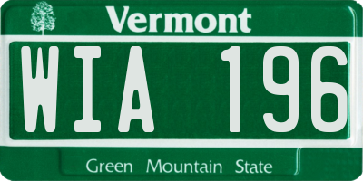 VT license plate WIA196