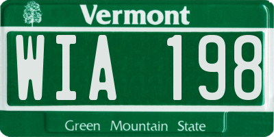 VT license plate WIA198